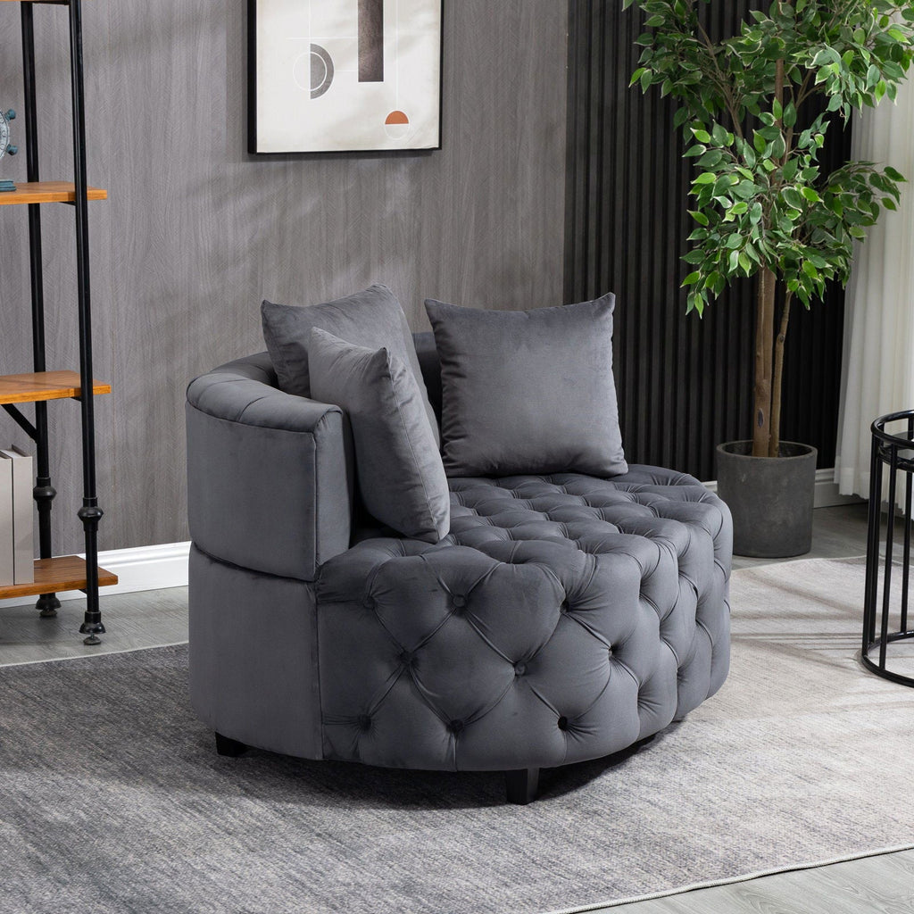Matthias Plush Velvet Barrel Chair with Solid Wood Legs - Available in 3 Colors