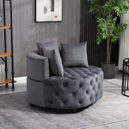 Matthias Plush Velvet Barrel Chair with Solid Wood Legs - Available in 3 Colors