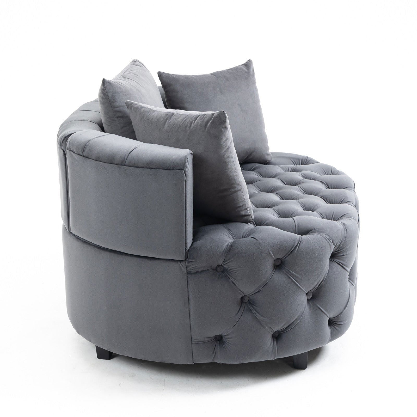 Matthias Plush Velvet Barrel Chair with Solid Wood Legs - Available in 3 Colors