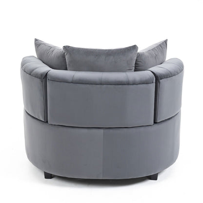 Matthias Plush Velvet Barrel Chair with Solid Wood Legs - Available in 3 Colors