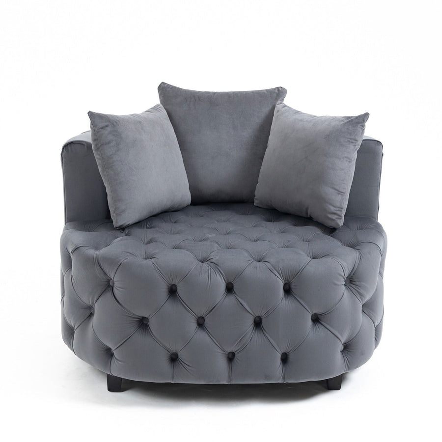 Matthias Plush Velvet Barrel Chair with Solid Wood Legs - Available in 3 Colors