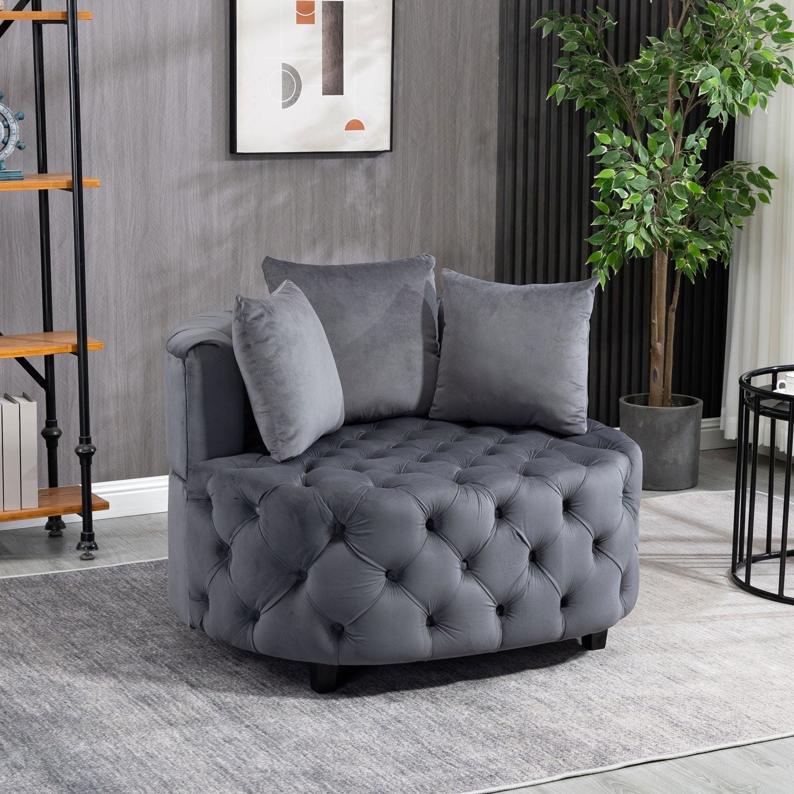 Matthias Plush Velvet Barrel Chair with Solid Wood Legs - Available in 3 Colors