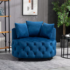 Matthias Plush Velvet Barrel Chair with Solid Wood Legs - Available in 3 Colors Blue
