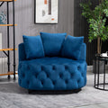 Matthias Plush Velvet Barrel Chair with Solid Wood Legs - Available in 3 Colors Blue