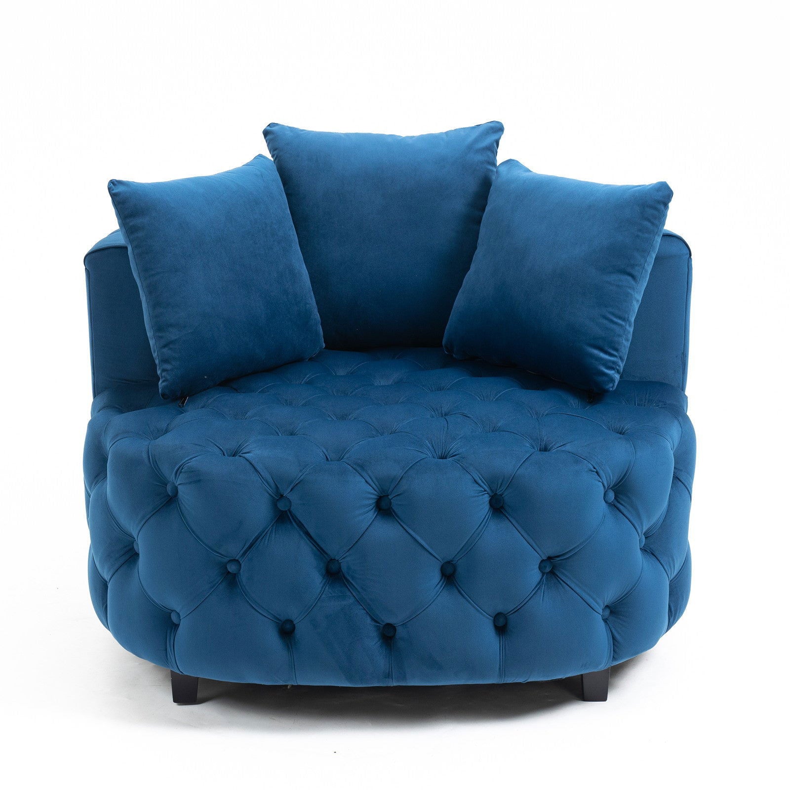 Matthias Plush Velvet Barrel Chair with Solid Wood Legs - Available in 3 Colors