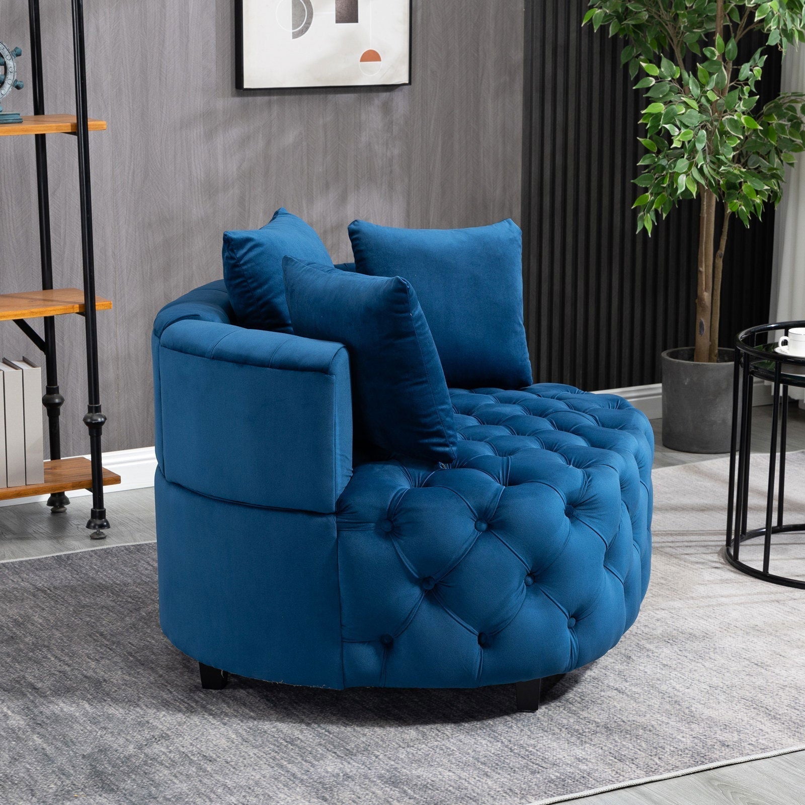 Matthias Plush Velvet Barrel Chair with Solid Wood Legs - Available in 3 Colors