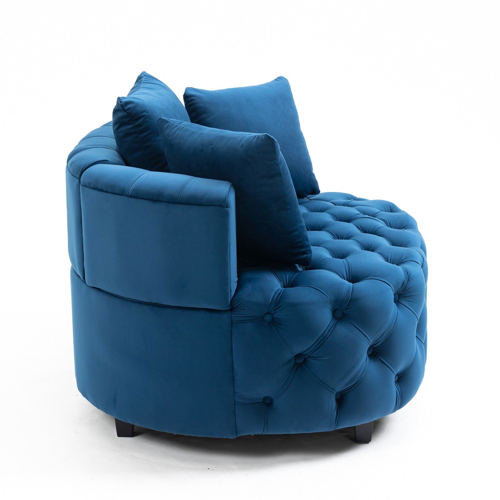 Matthias Plush Velvet Barrel Chair with Solid Wood Legs - Available in 3 Colors