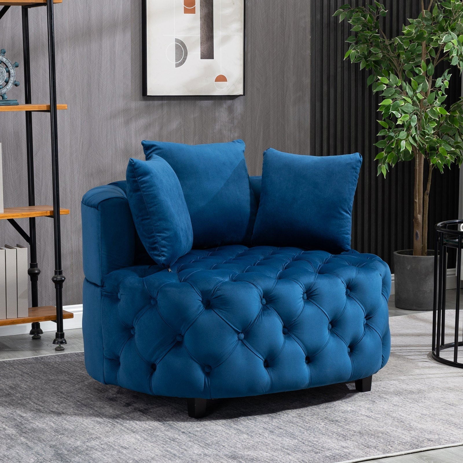 Matthias Plush Velvet Barrel Chair with Solid Wood Legs - Available in 3 Colors