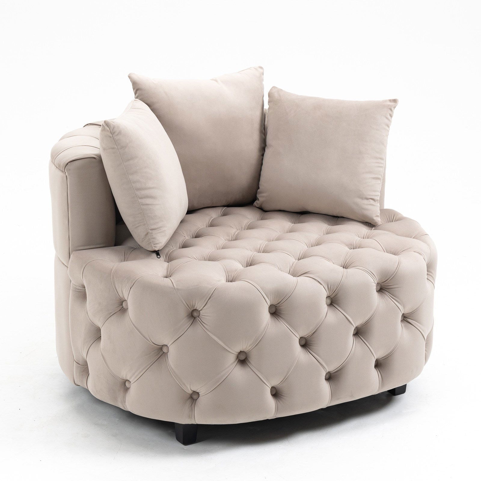 Matthias Plush Velvet Barrel Chair with Solid Wood Legs - Available in 3 Colors