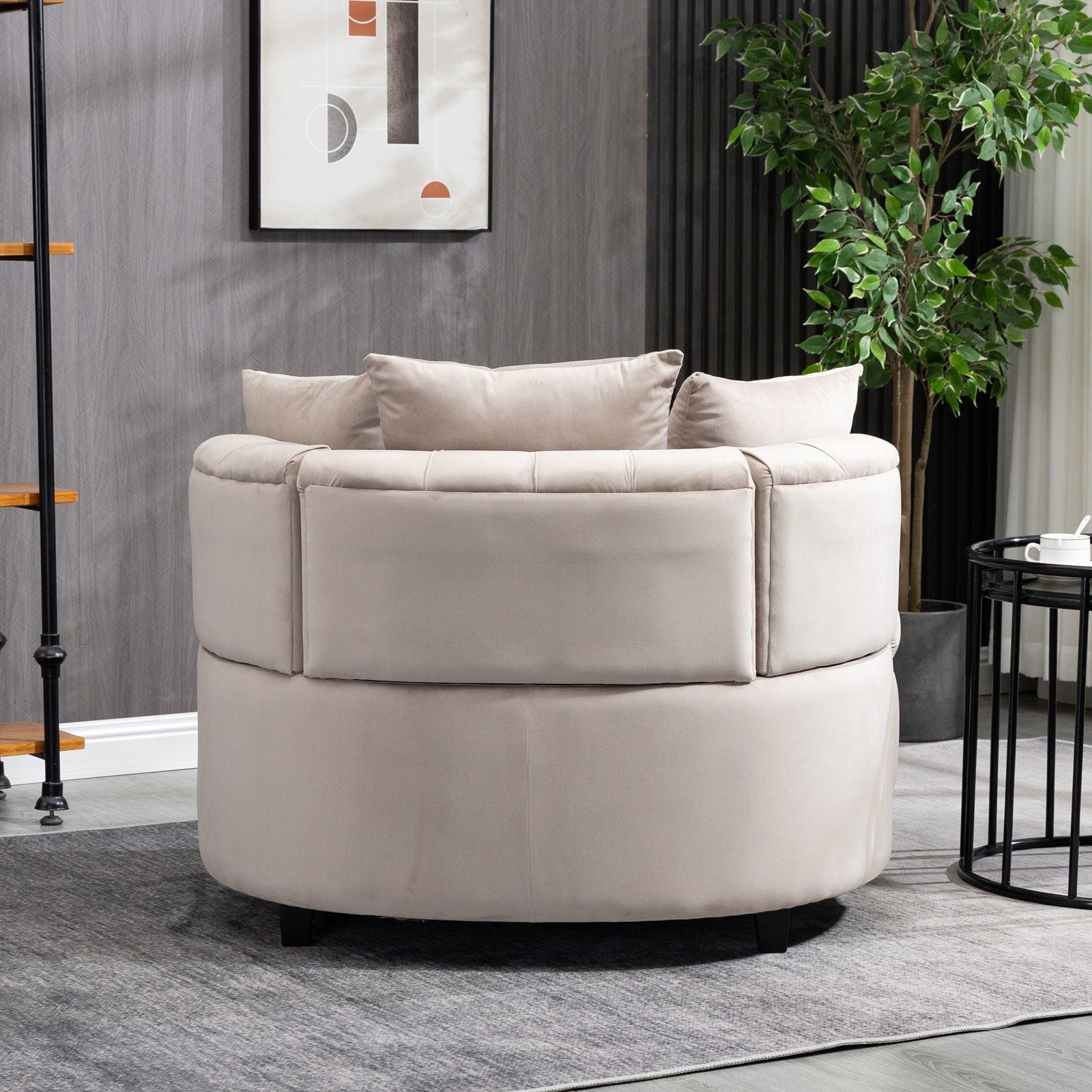 Matthias Plush Velvet Barrel Chair with Solid Wood Legs - Available in 3 Colors