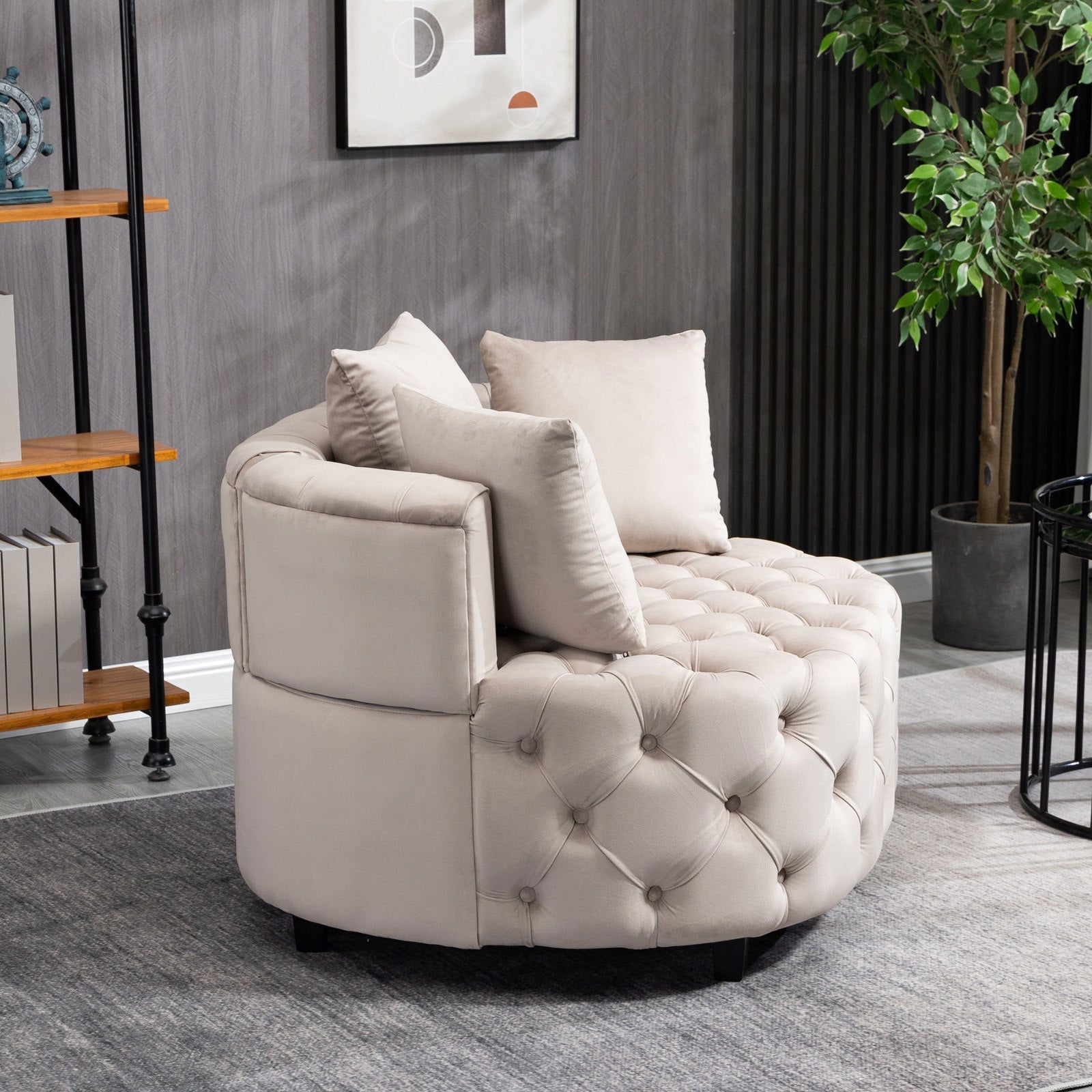 Matthias Plush Velvet Barrel Chair with Solid Wood Legs - Available in 3 Colors