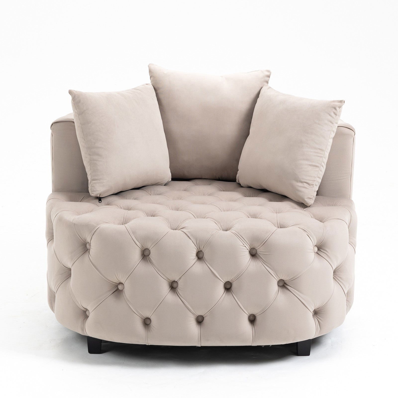 Matthias Plush Velvet Barrel Chair with Solid Wood Legs - Available in 3 Colors