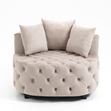 Matthias Plush Velvet Barrel Chair with Solid Wood Legs - Available in 3 Colors