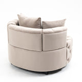 Matthias Plush Velvet Barrel Chair with Solid Wood Legs - Available in 3 Colors