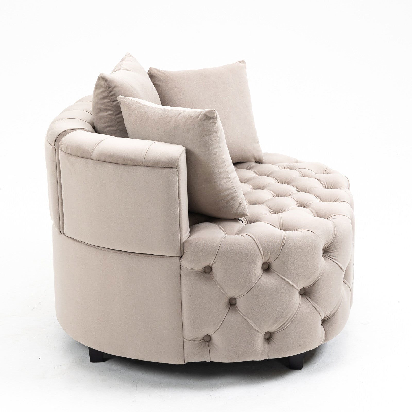 Matthias Plush Velvet Barrel Chair with Solid Wood Legs - Available in 3 Colors
