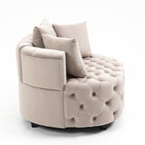 Matthias Plush Velvet Barrel Chair with Solid Wood Legs - Available in 3 Colors