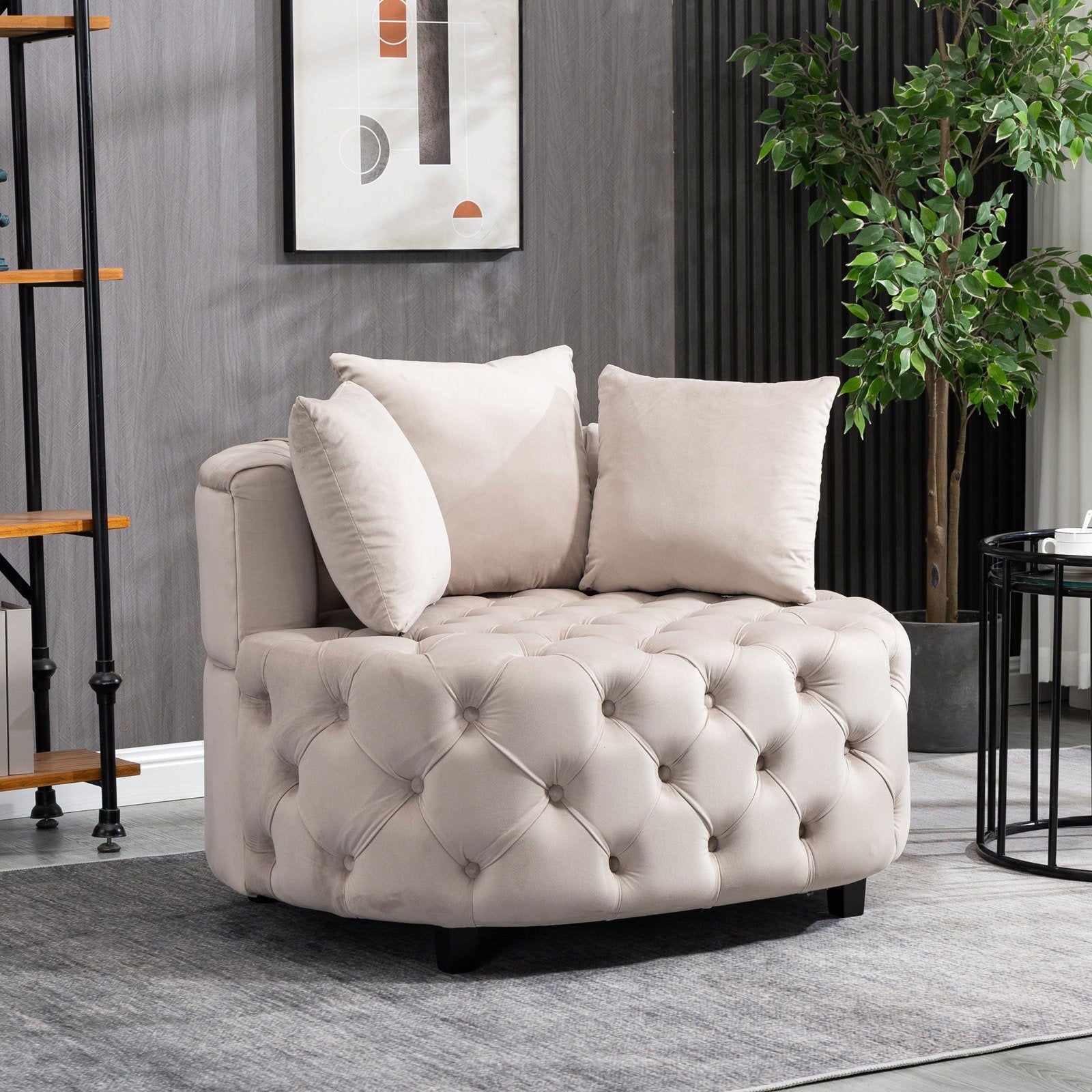 Matthias Plush Velvet Barrel Chair with Solid Wood Legs - Available in 3 Colors
