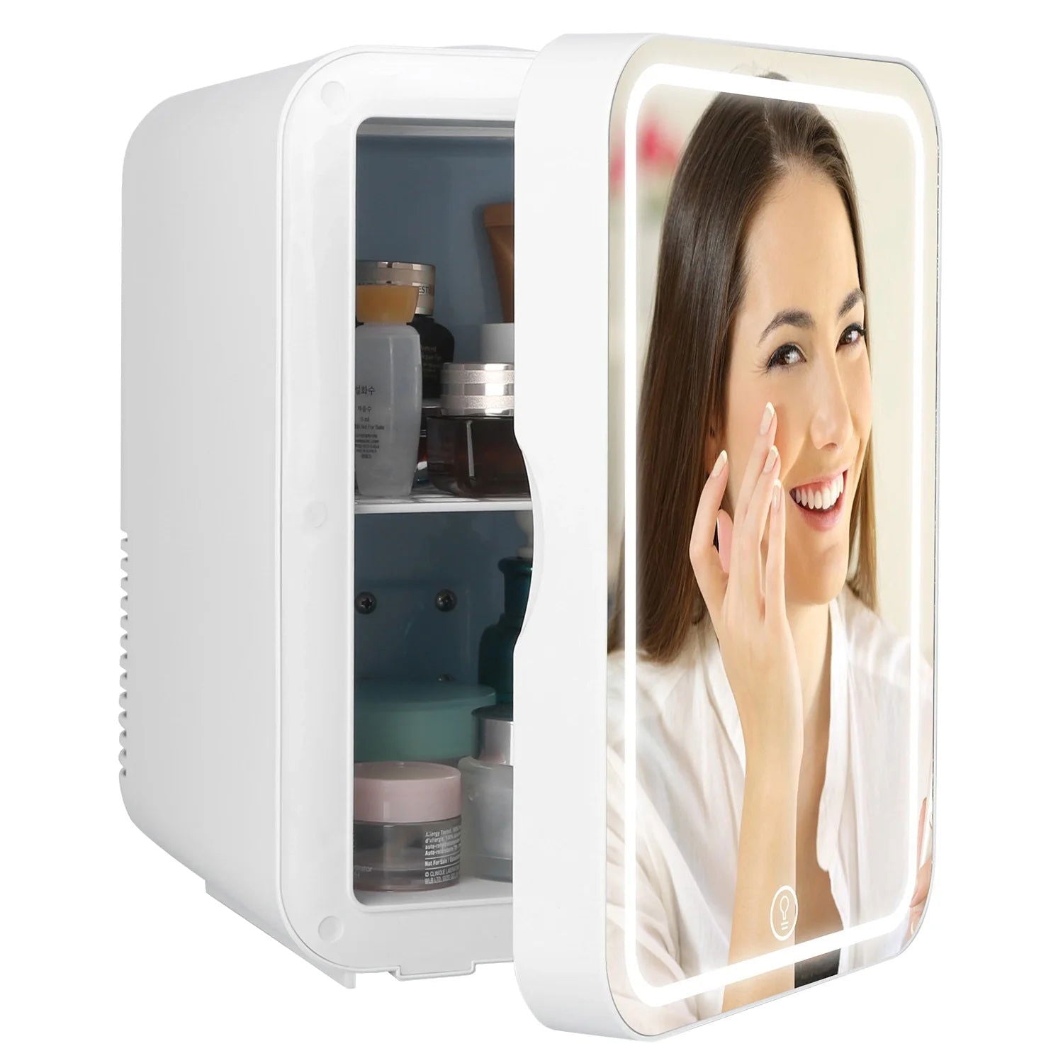 Multifunctional 6L Portable Skincare Fridge with HD Mirror and LED Light