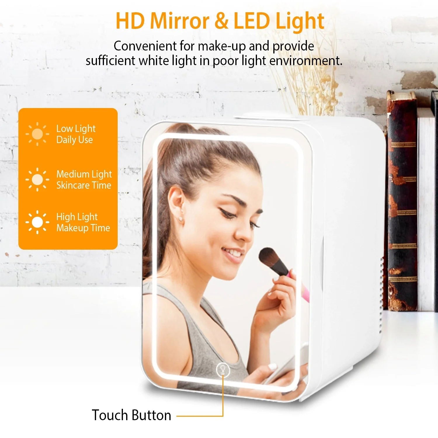 Multifunctional 6L Portable Skincare Fridge with HD Mirror and LED Light