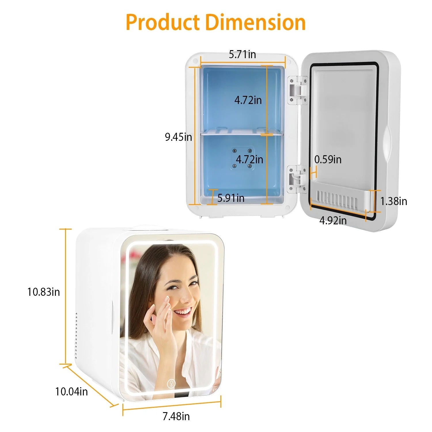 Multifunctional 6L Portable Skincare Fridge with HD Mirror and LED Light
