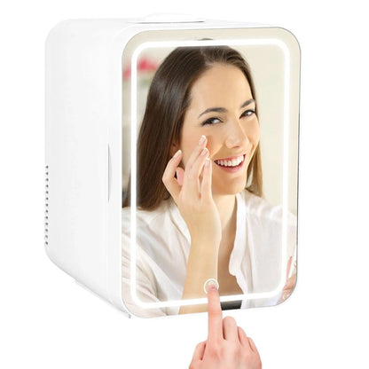 Multifunctional 6L Portable Skincare Fridge with HD Mirror and LED Light