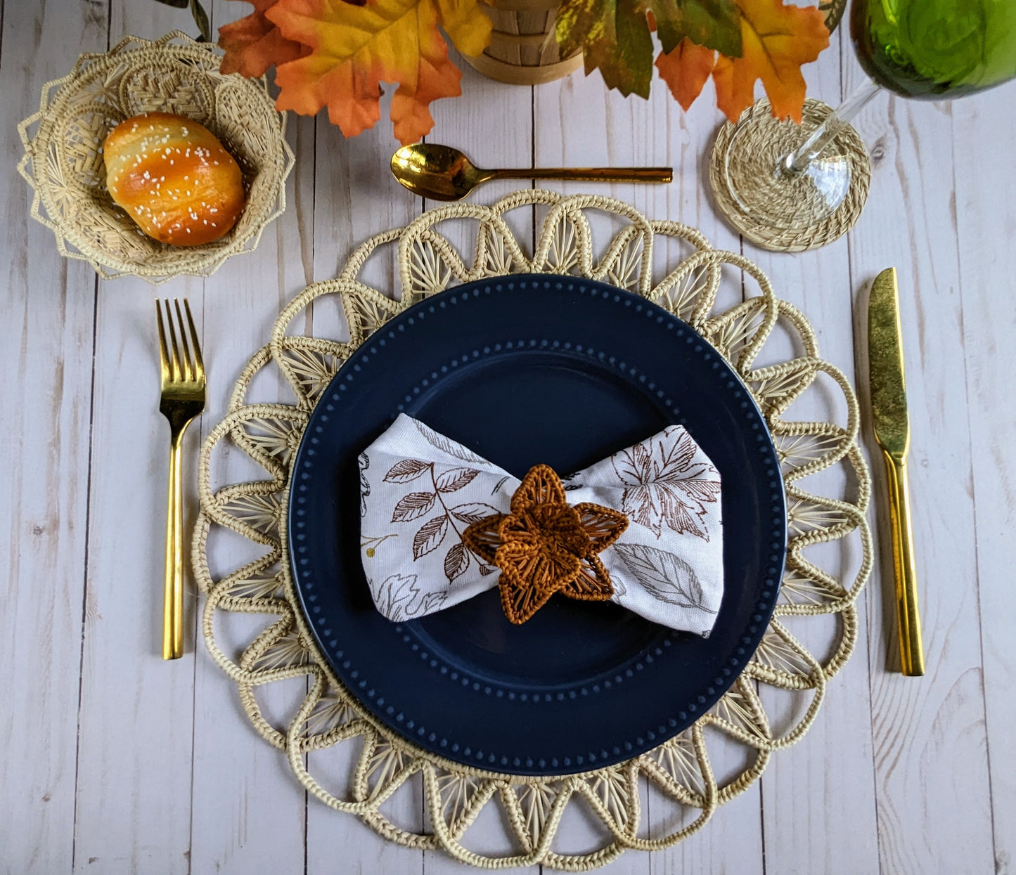 Thanksgiving Star Flower Woven Napkin Ring