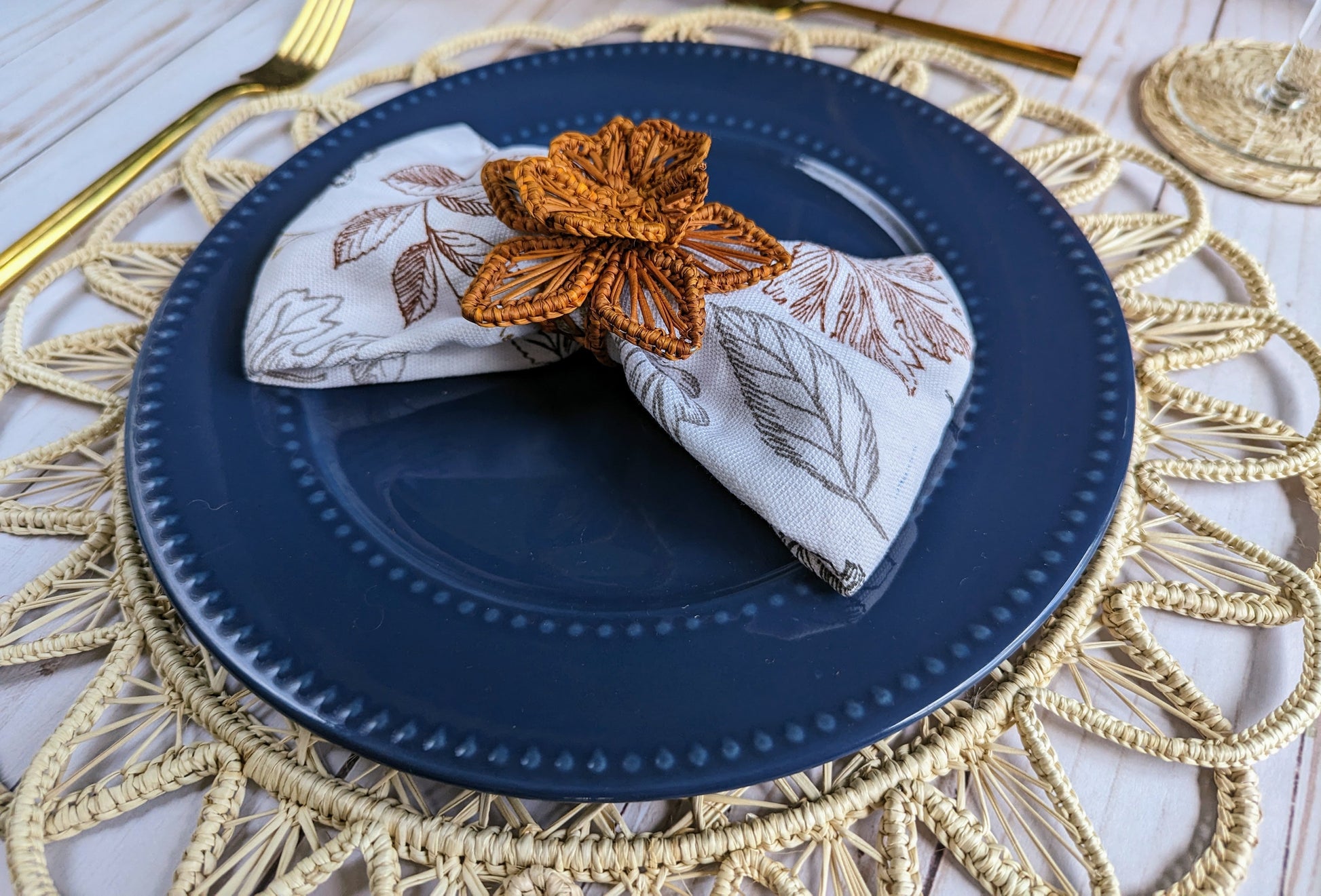 Thanksgiving Star Flower Woven Napkin Ring