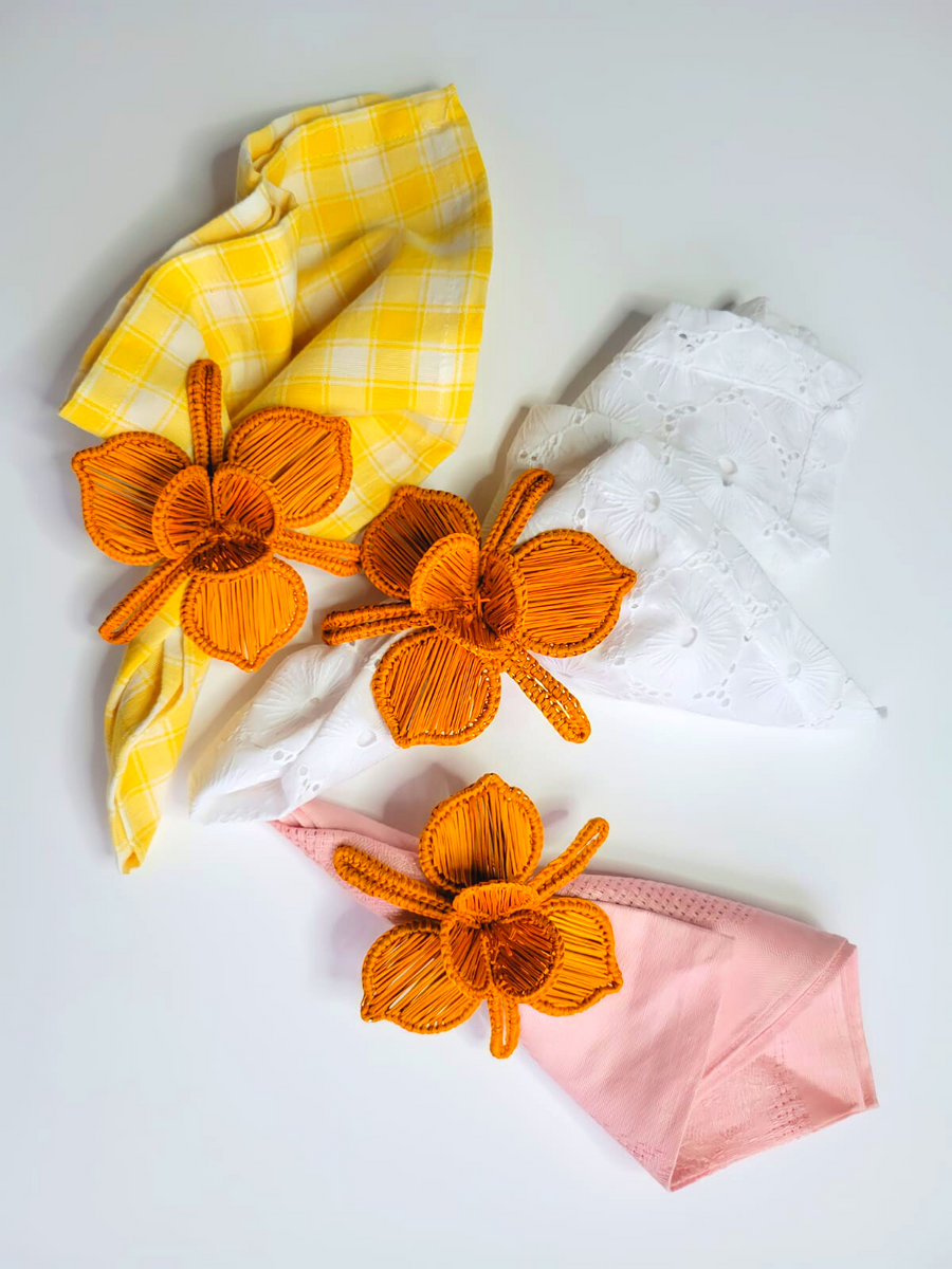 Orchid Handwoven Iraca Napkin Ring Solid Color (one solid color)