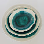 Artisan Pasta Bowl Green Sapphire Set 4