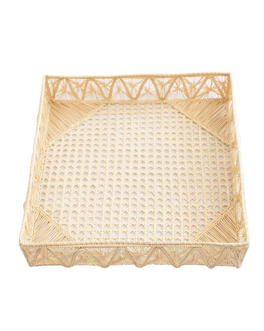 Pyramids Rectangle Handwoven Decorative Iraca Tray