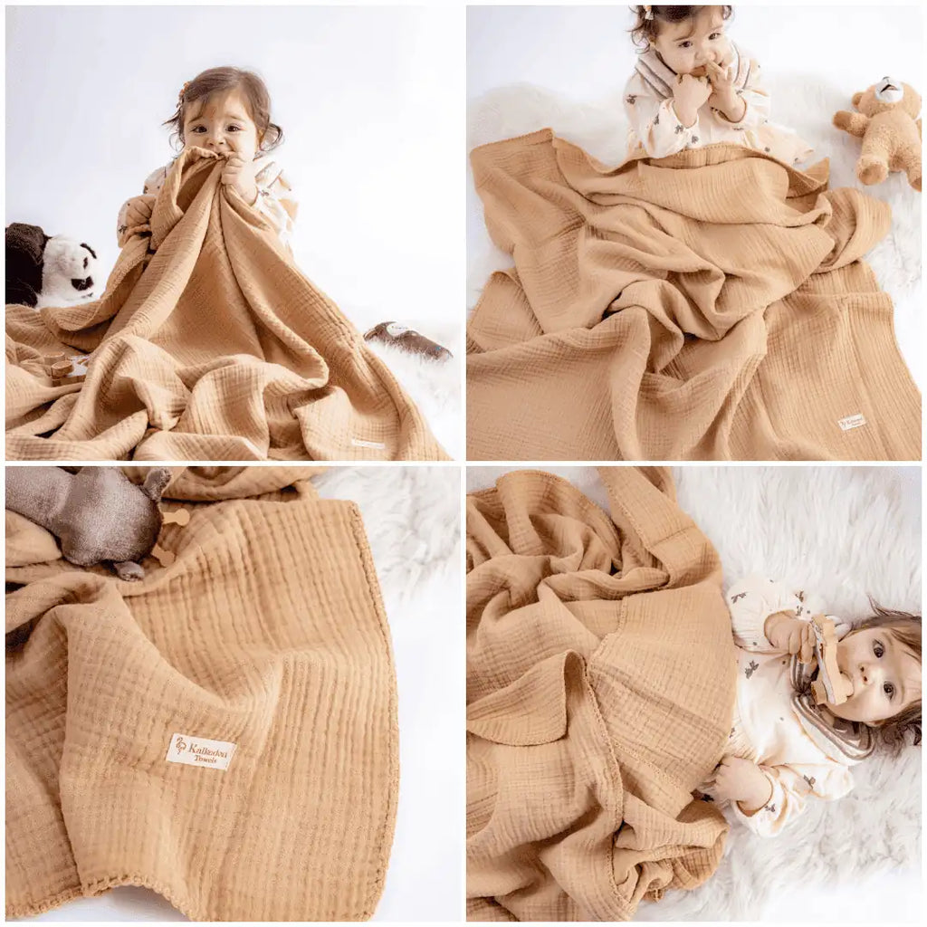Quilted 4 Layers Muslin Blanket Beige