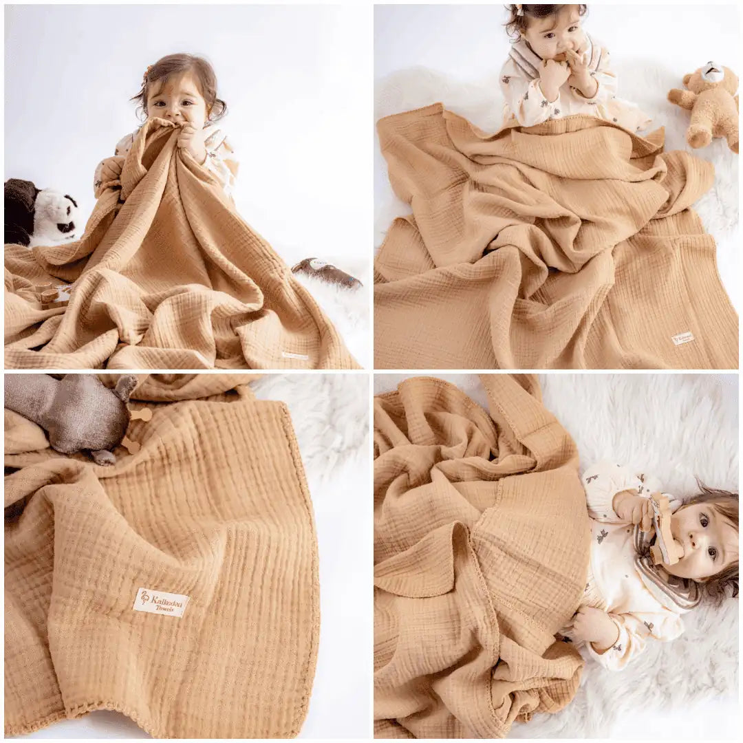 Quilted 4 Layers Muslin Blanket Beige