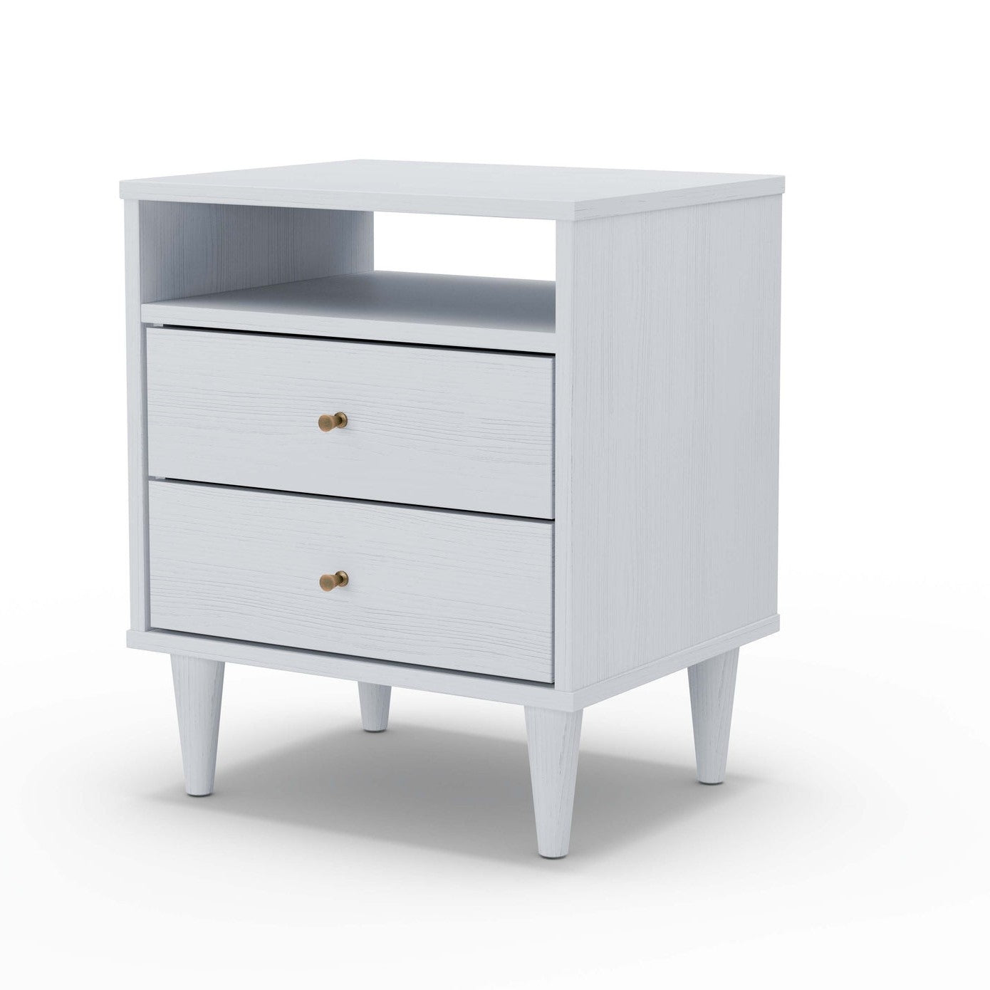 Farmhouse Rustic White Mid Century 2 Drawer Nightstand Main image
