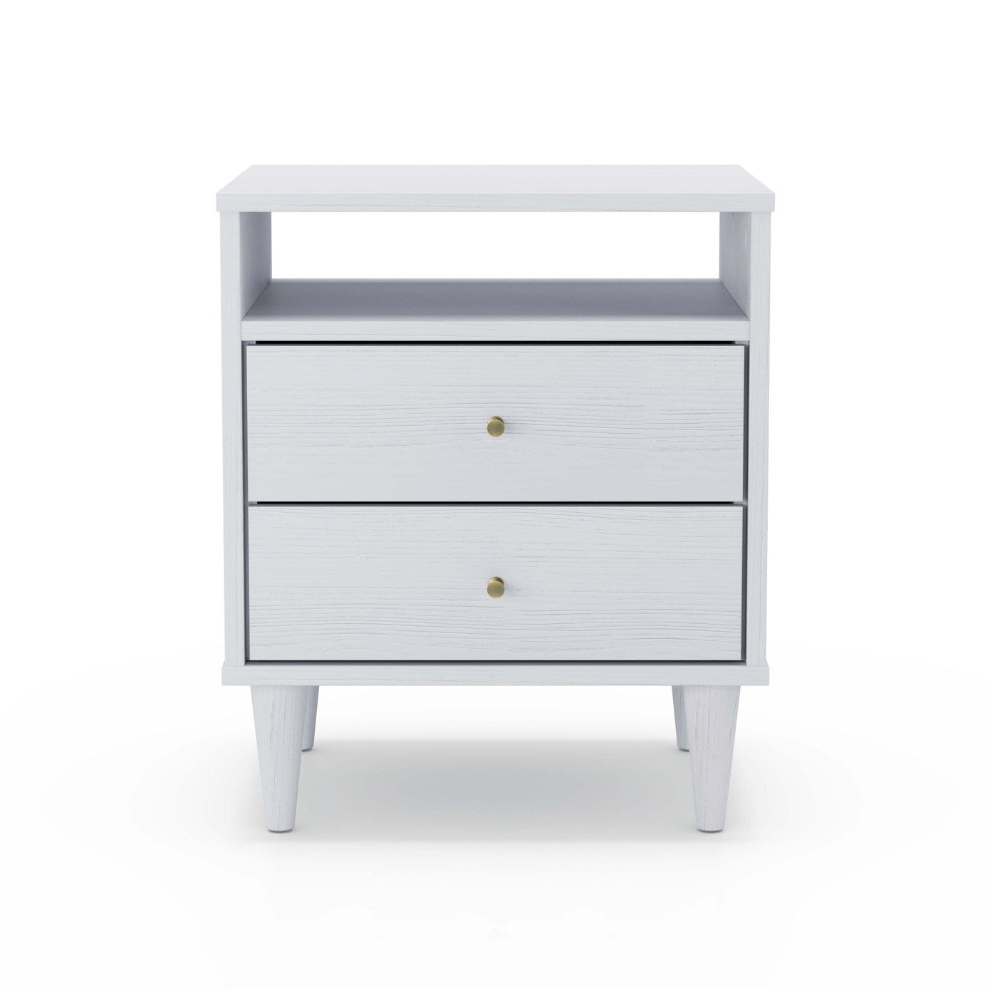 Farmhouse Rustic White Mid Century 2 Drawer Nightstand Secondary image
