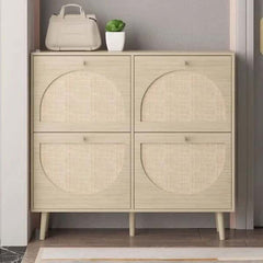 Rattan Shoe Storage Cupboard with Modern Design