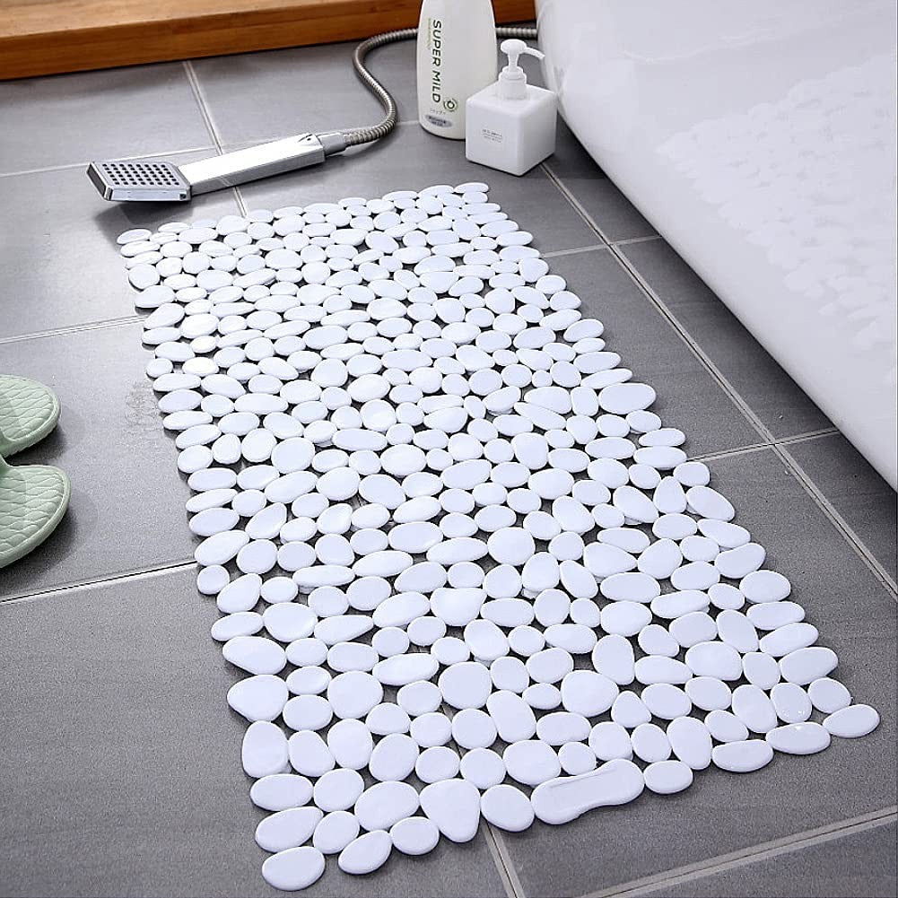 Resort-Inspired White Spa Pebbles Non-Slip Bathtub Mat