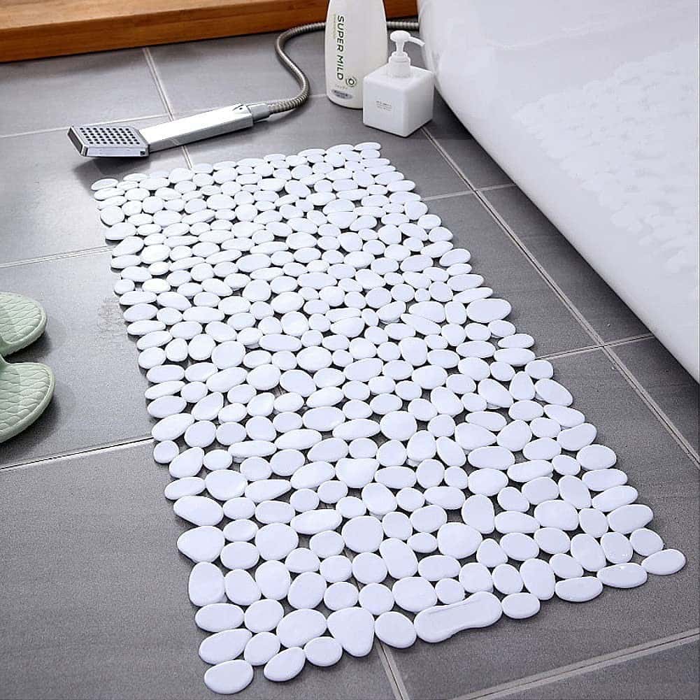 Resort-Inspired White Spa Pebbles Non-Slip Bathtub Mat Default Title