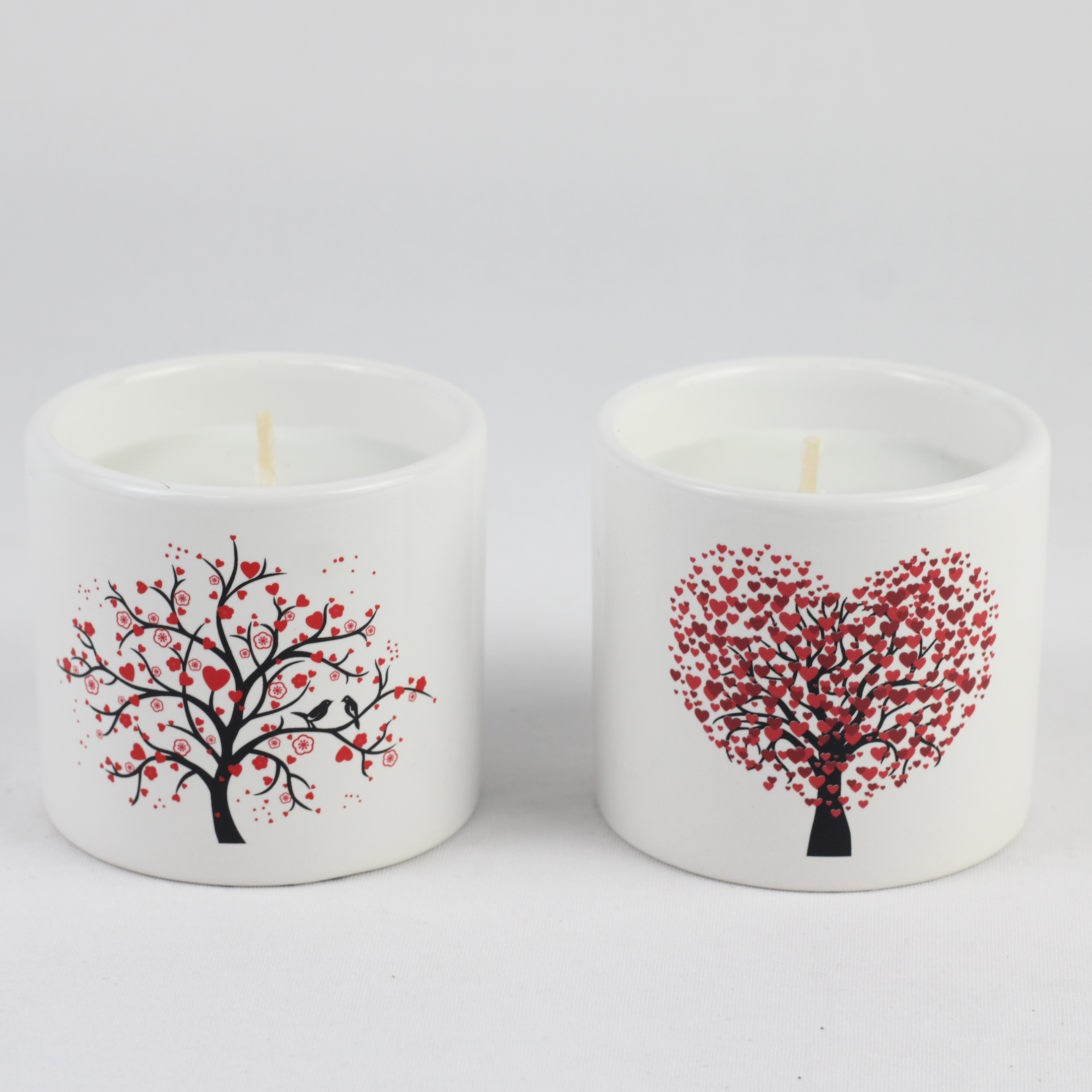 Love Tree Ceramic Candle Holder Set – 2-Piece Scented Candles