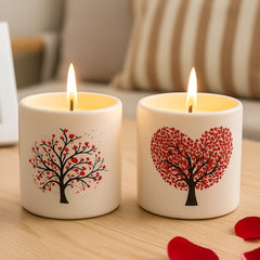 Love Tree Ceramic Candle Holder Set – 2-Piece Scented Candles