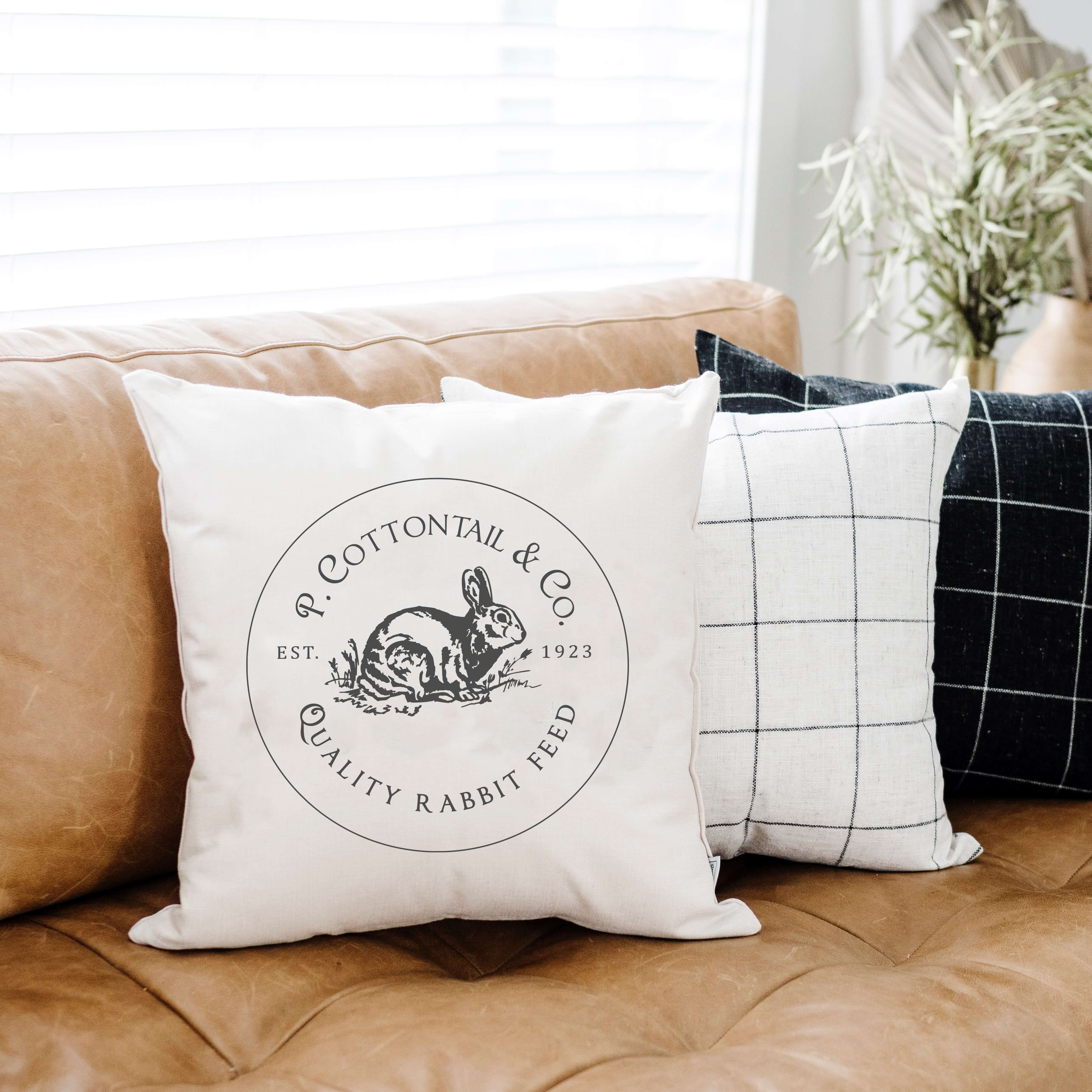 P. Cottontail Co Feed- Spring Pillow Cover 18x18 inch Main image
