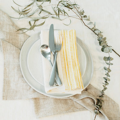 Aden Cotton Dinner Napkin Natural with Gold Set of 2
