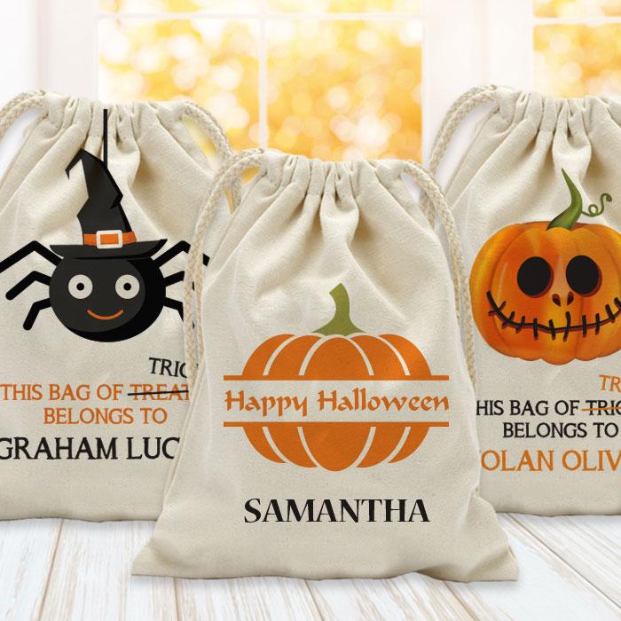 Exclusive - Sale | Bag Of Treats Custom Halloween Kids Drawstring Sack | Personalized Halloween Trick or Treat Bag Main image