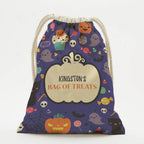 Exclusive - Sale | Bag Of Treats Custom Halloween Kids Drawstring Sack | Personalized Halloween Trick or Treat Bag Style 1