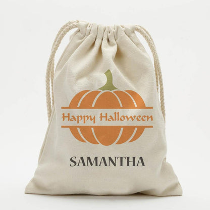 Exclusive - Sale | Bag Of Treats Custom Halloween Kids Drawstring Sack | Personalized Halloween Trick or Treat Bag Style 5