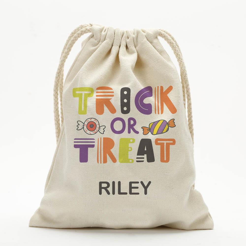 Exclusive - Sale | Bag Of Treats Custom Halloween Kids Drawstring Sack | Personalized Halloween Trick or Treat Bag Style 10