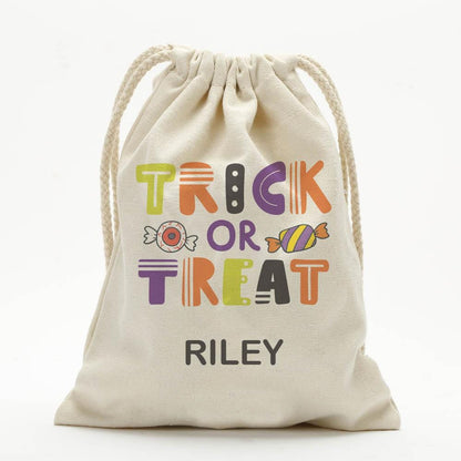 Exclusive - Sale | Bag Of Treats Custom Halloween Kids Drawstring Sack | Personalized Halloween Trick or Treat Bag Style 10