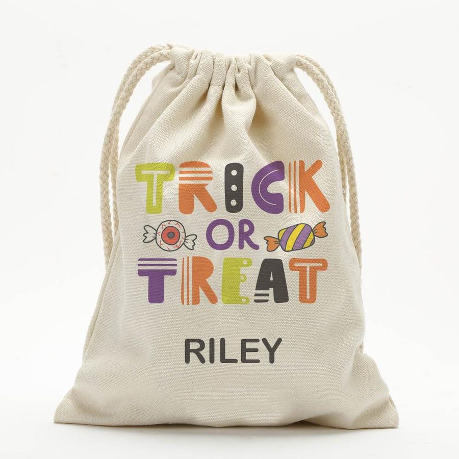 Exclusive - Sale | Bag Of Treats Custom Halloween Kids Drawstring Sack | Personalized Halloween Trick or Treat Bag Style 10