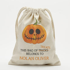Exclusive - Sale | Bag Of Treats Custom Halloween Kids Drawstring Sack | Personalized Halloween Trick or Treat Bag Style 2