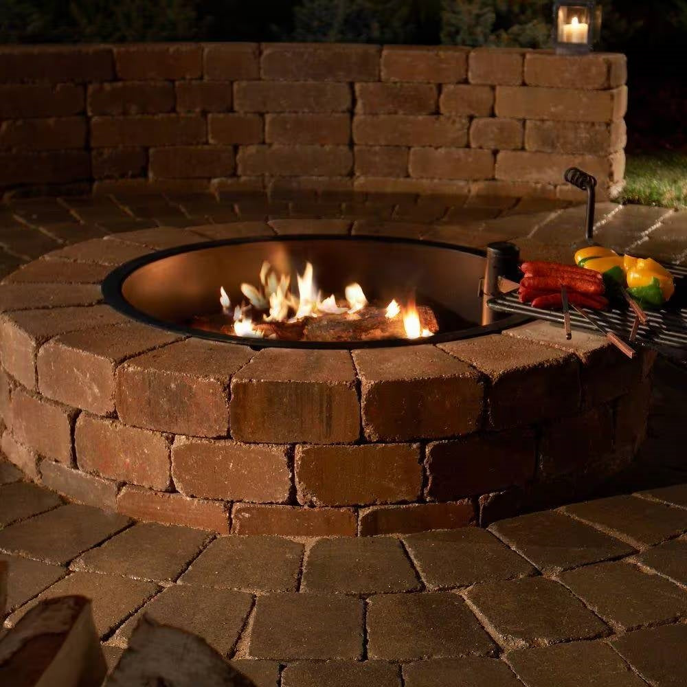 48-in Outdoor Round Concrete Block Stone Fire Pit Kit with Cooking Grill Grate Secondary image