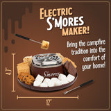 Indoor Electric Stainless Steel S'mores Maker with 4 Compartment Trays for Graham Crackers, Chocolate, Marshmallows and 2 Roasting Forks